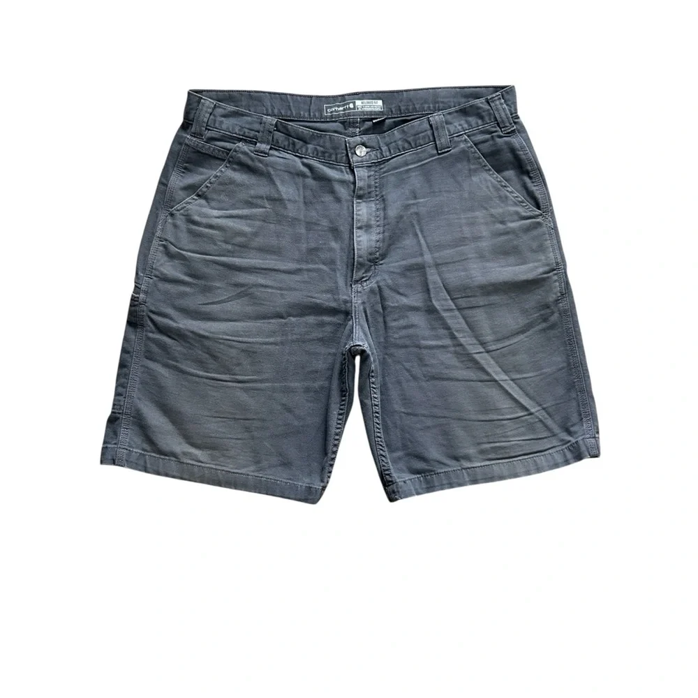 Carhartt Rugged Flex Canvas Work Shorts Mens 38 Gray Relaxed Fit Workwear